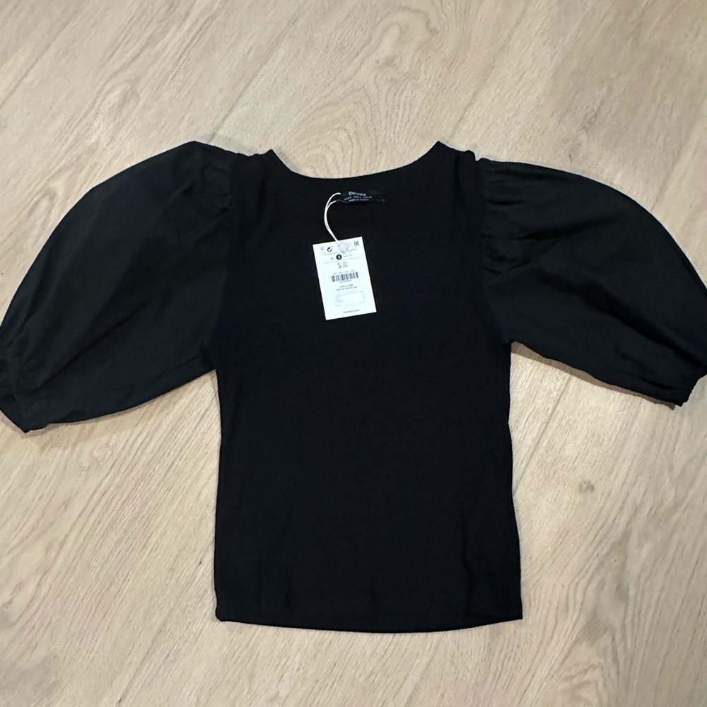 Bershka Black Puff Sleeve Blouse